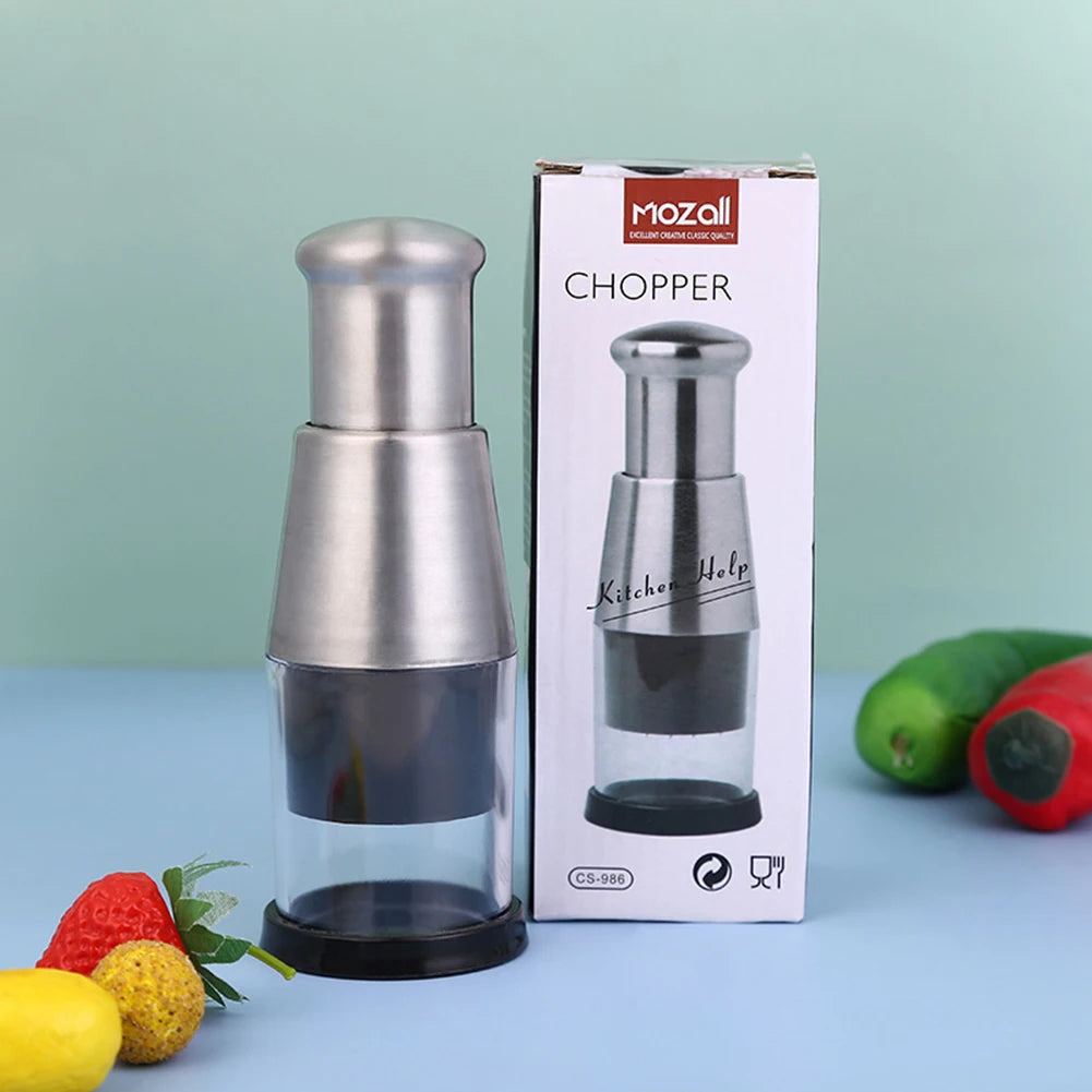 Stainless Steel Garlic & Herb Chopper, Manual Hand Mincer
