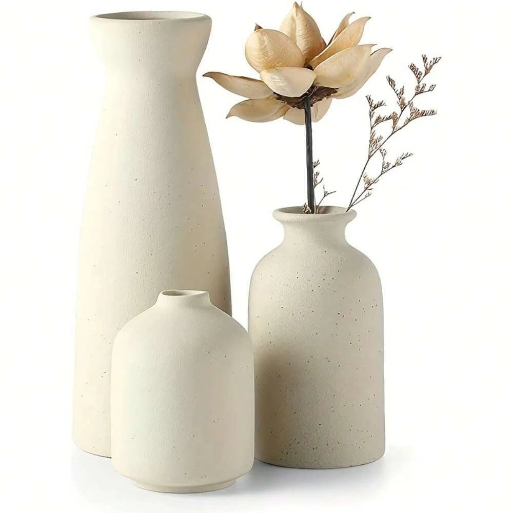 Bohemian Ceramic Vase Set — 3 Piece