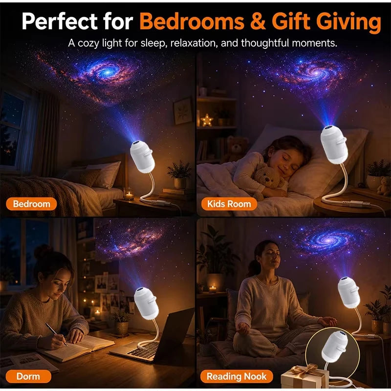 StarGlow Galaxy Projector - 360° Adjustable • USB Powered • Ambient Starry-Sky Lighting