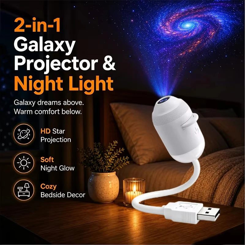 StarGlow Galaxy Projector - 360° Adjustable • USB Powered • Ambient Starry-Sky Lighting
