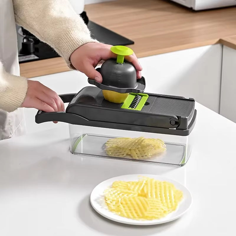 12-in-1 Vegetable Slicer & Chopper with Basket