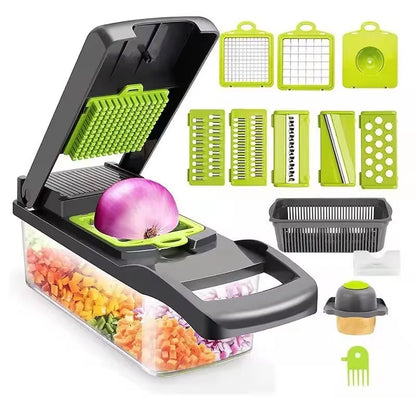 12-in-1 Vegetable Slicer & Chopper with Basket