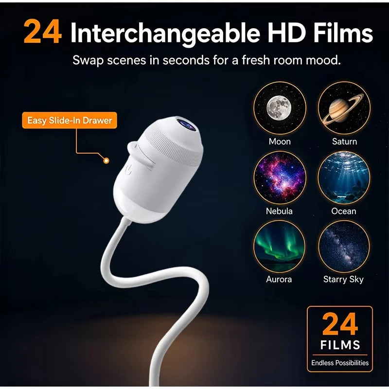StarGlow Galaxy Projector - 360° Adjustable • USB Powered • Ambient Starry-Sky Lighting