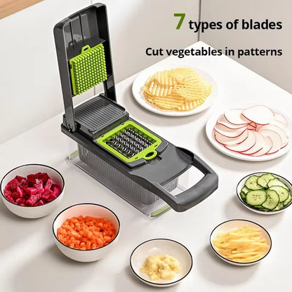 12-in-1 Vegetable Slicer & Chopper with Basket
