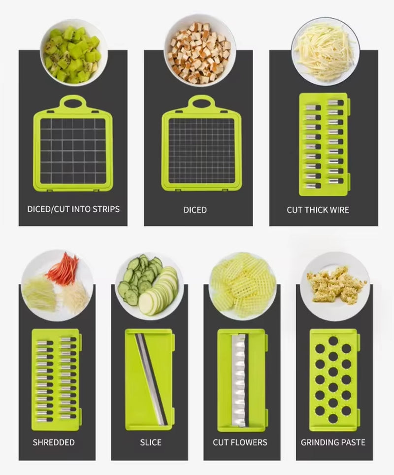 12-in-1 Vegetable Slicer & Chopper with Basket