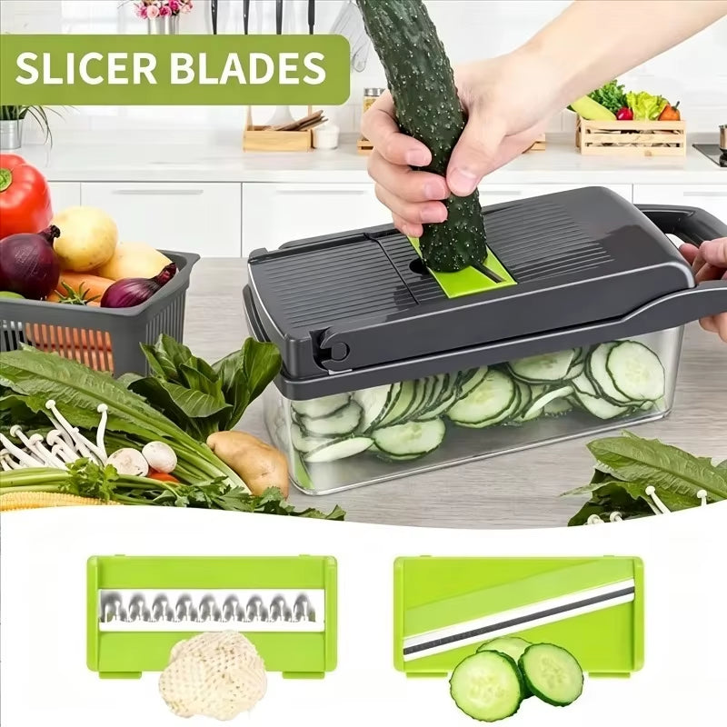 16 in 1 Multifunctional Portable Kitchen Vegetable Chopper Shredder Slicer Potato Carrot Grater Home Fruit Veggie Food Processor