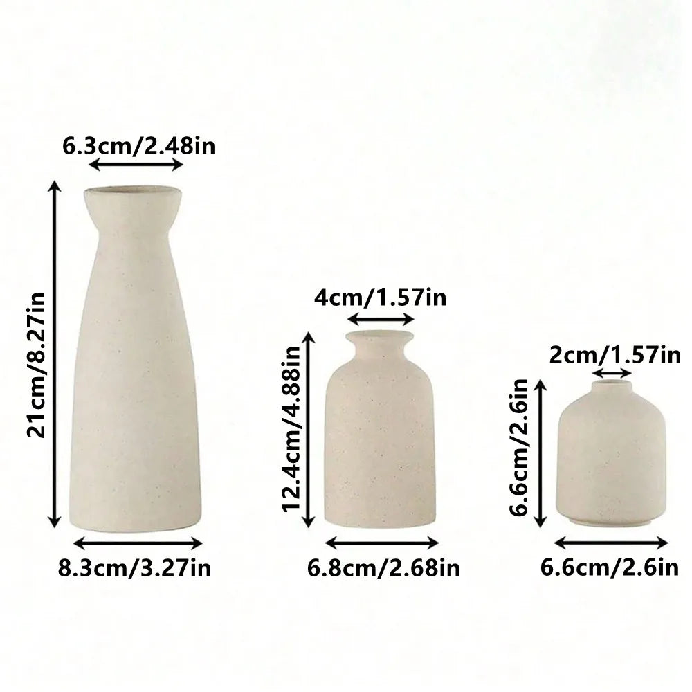 Bohemian Ceramic Vase Set — 3 Piece