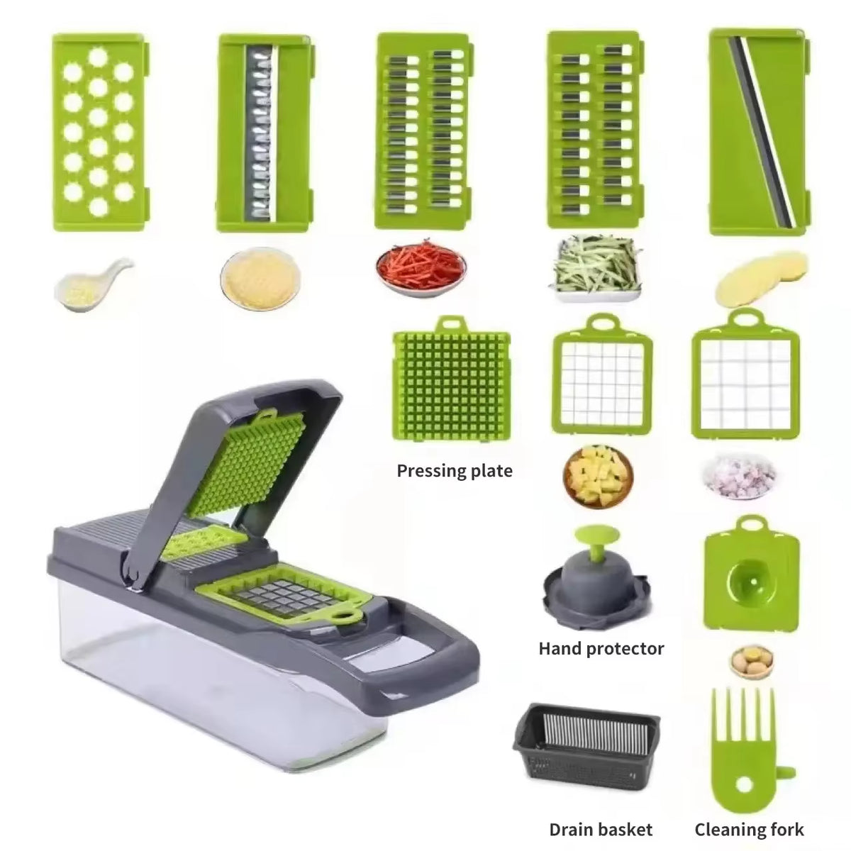 12-in-1 Vegetable Slicer & Chopper with Basket
