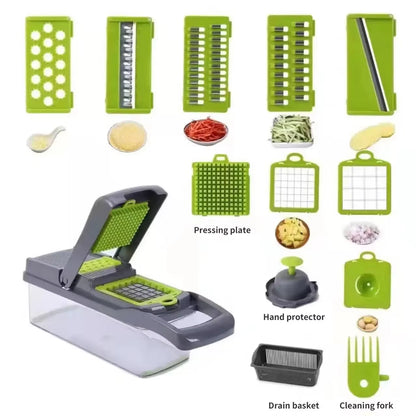 12-in-1 Vegetable Slicer & Chopper with Basket