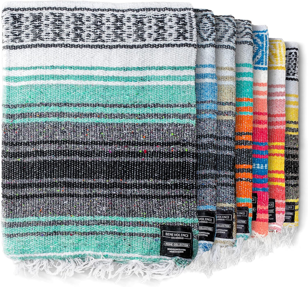 Woven Serape Throw Blanket, Mint, 50 x 70 in (127 x 178 cm)
