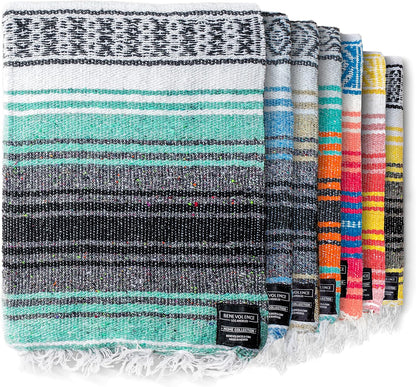 Woven Serape Throw Blanket, Mint, 50 x 70 in (127 x 178 cm)
