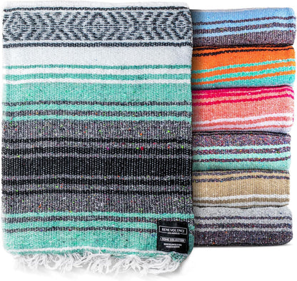 Woven Serape Throw Blanket, Mint, 50 x 70 in (127 x 178 cm)